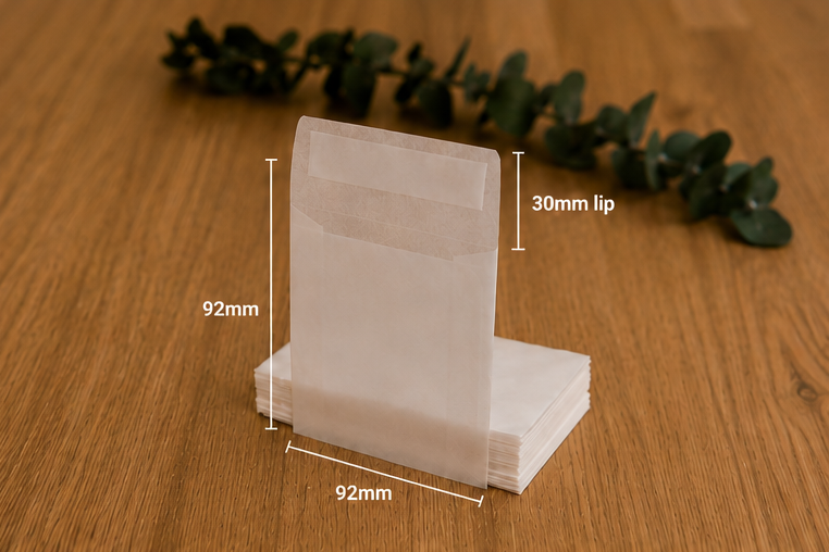 Glassine Bag | 92 x 92mm | Peel and Seal