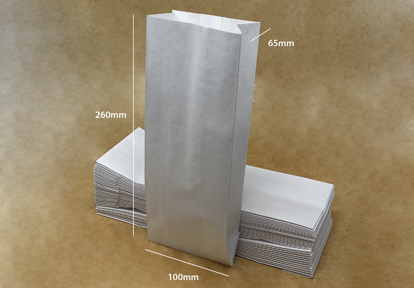 Kraft Paper PE Bag | 260 x 100 x 65mm | Heat-Sealable