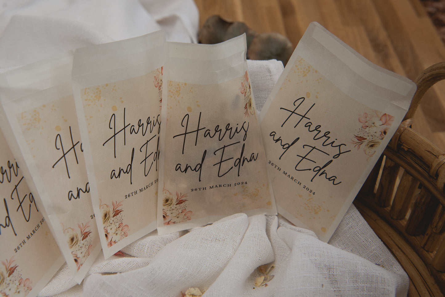 Personalised Wedding Favour/Confetti Bag | Design 5