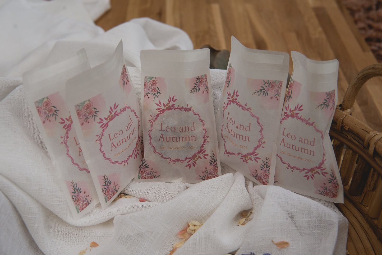 Personalised Wedding Favour/Confetti Bag | Design 7