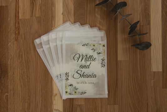 Personalised Wedding Favour/Confetti Bag | Design 9