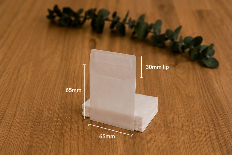 Glassine Bag | 65 x 65mm | Peel and Seal